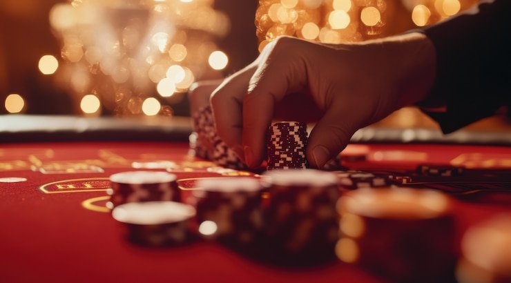 Diamond Empire dealer handling cards during live blackjack session with visible bet positions